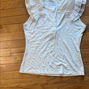 The Shirt by Rochelle Behrens White Ruffled Blouse